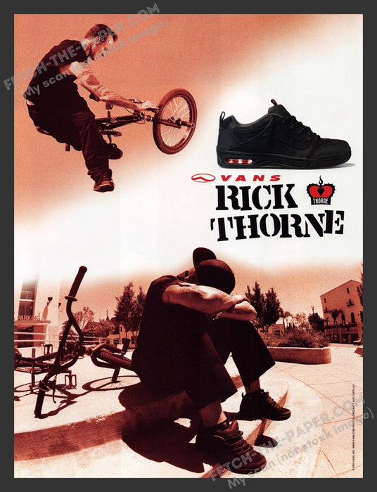 2002 Vans Shoes Rick Thorne BMX Bike Athlete Print Advertisement.