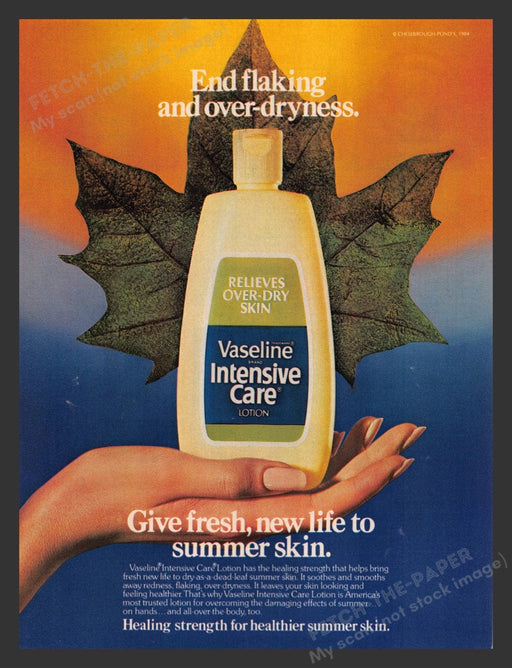 1984 Vaseline Intensive Care Lotion Leaf Print Advertisement Ad