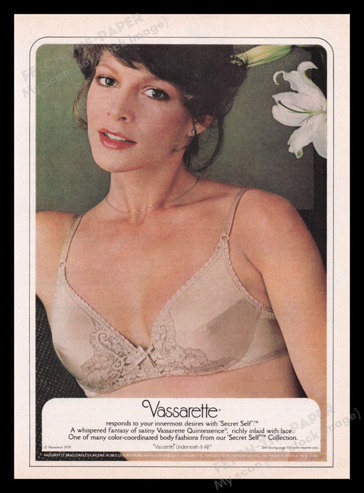 Vassarette Lingerie 1970s Print Advertisement Ad 1979 Bra Fetch the Paper!