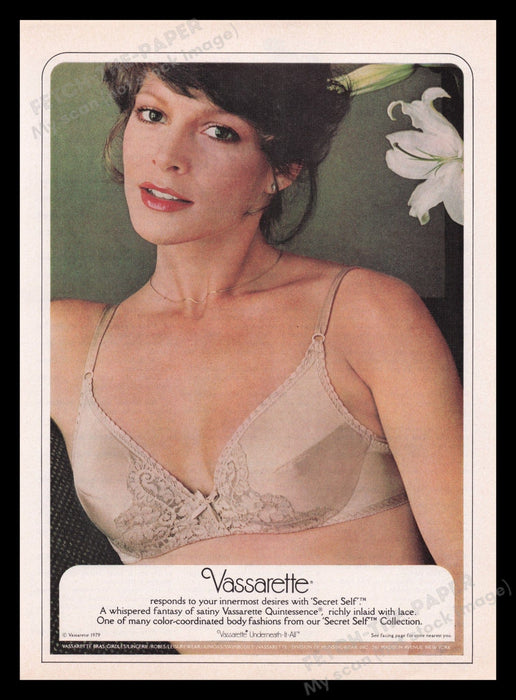 Vassarette Lingerie 1970s Print Advertisement Ad 1979 Bra Fetch the Paper!