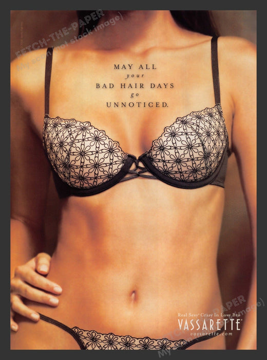 Vassarette Lingerie 2000s Print Advertisement 2008 Sexy Crazy in Love Bra Fetch the Paper!