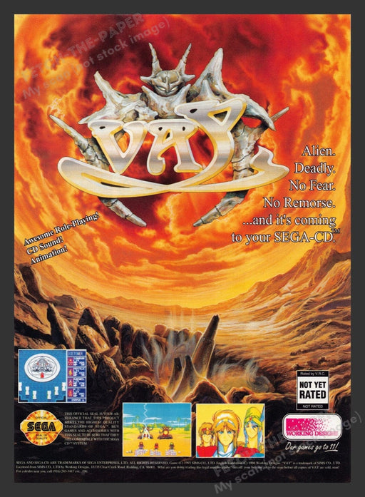 1994 Vay Alien Deadly No Fear No Remorese Video Game Print Advertisement