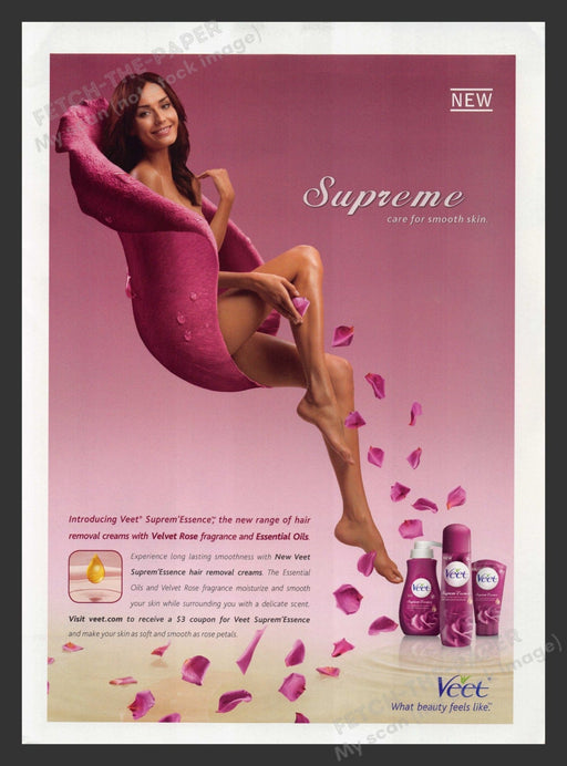 Veet 2000s Print Advertisement 2010 Smooth Skin Legs Velvet Rose Petals Fetch the Paper!