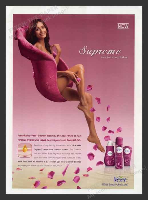 Veet 2000s Print Advertisement 2010 Smooth Skin Legs Velvet Rose Petals Fetch the Paper!