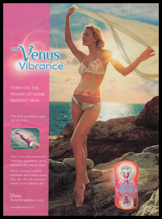 Venus Vibrance Razor 2000s Print Advertisement Ad 2005 Bikini Beach Sexy Legs Fetch the Paper!