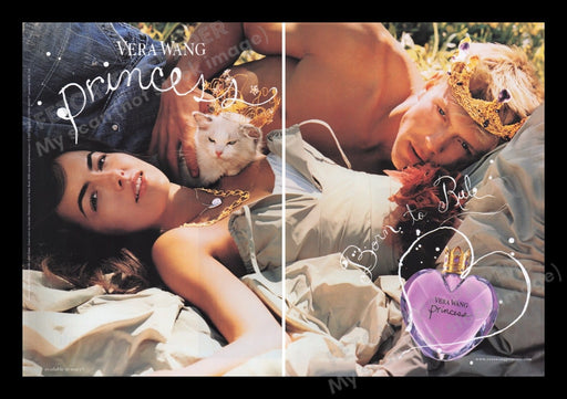 Vera Wang Perfume 2000s Print Advertisement Ad (2 pages) 2008 Princess Cat Fetch the Paper!