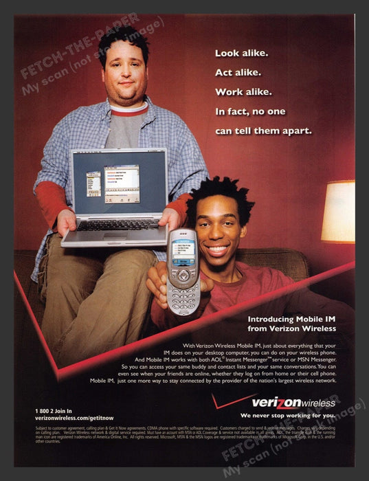 2004 Verizon Wireless Mobile IM Cell Phone Print Advertisement Ad