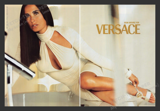 Versace 2000s Print Advertisement (2 pages) 2005 Demi Moore Sexy Legs Actor Fetch the Paper!