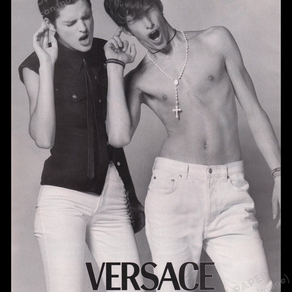 Vintage 1996 Versace Jeans Couture Ad - Yelling Teen Models