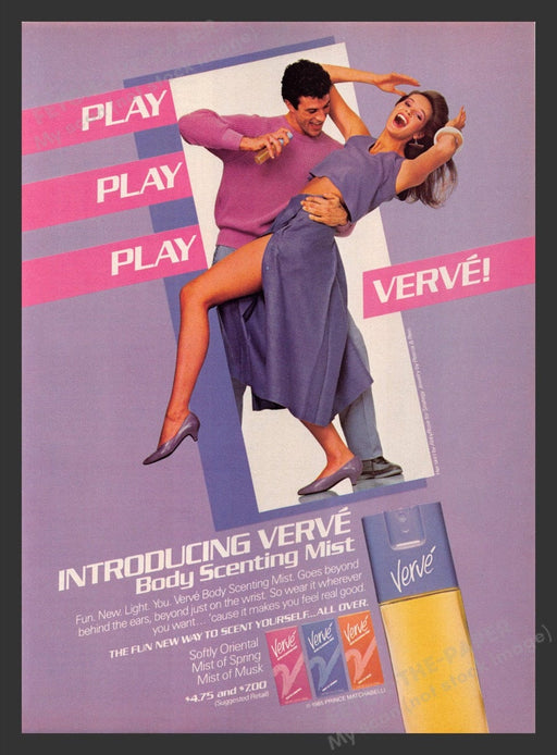 1984 Verve Body Scenting Mist Legs Couple Print Advertisement Ad