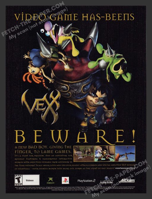 2002 Print Advertisement Video Game Vexx the Game Ad.