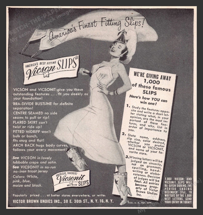 1948 VicsonVicsonit Slips Female Band Leader Illustration Print Advertisement Ad