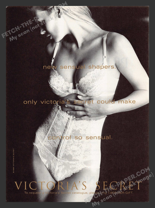 1996 Print Advertisement Victoria's Secret Lace Lingerie Corsette Blonde Ad.