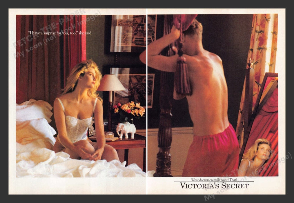 1990 Victoria's Secret Lingerie Bed Print Advertisement (2 Pages)