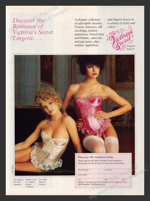 1983 Victoria's Secret Lingerie Hosiery Stockings Print Advertisement Ad