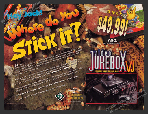 1994 Print Advertisement Video Jukebox X VJ Video Game Ad.