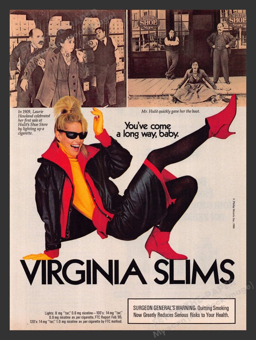 1986 Virginia Slims Cigarettes 1909 Laurie Howland Print Advertisement Ad