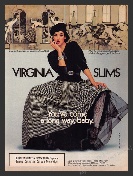 1986 Virginia Slims Cigarettes Finishing School 1901 Print Advertisement Ad