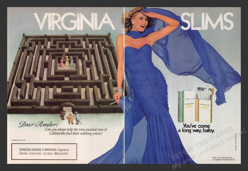 1987 Virginia Slims Cigarettes Maze Come Along Way Print Advertisement (2 Pages)