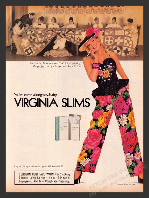 1988 Virginia Slims Cigarettes Quilting Club Print Advertisement Ad
