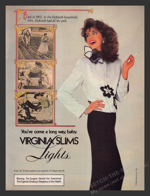 1985 Virginia Slims Lights Back in 1902 Mrs Hofstedt Print Advertisement Ad