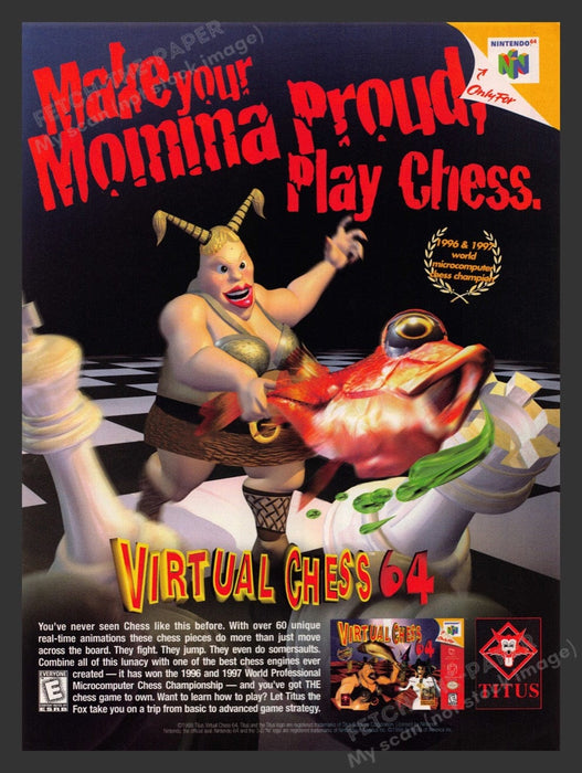 1998 Virtual Chess 64 Video Game Print Advertisement