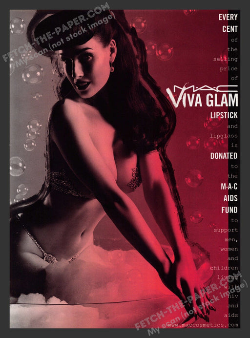 2007 Print Advertisement Viva Glam Lipstick MAC Cosmetics Dita Von Teese.