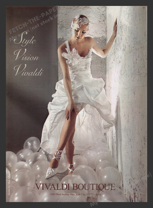 Vivaldi Boutique 2000s Print Advertisement 2007 Wedding Dresses Legs Style Fetch the Paper!