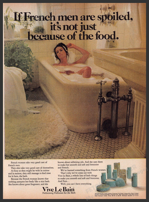 Vive Le Bain French Bath Perfumes 1960s Print Advertisement 1969 Fetch the Paper!