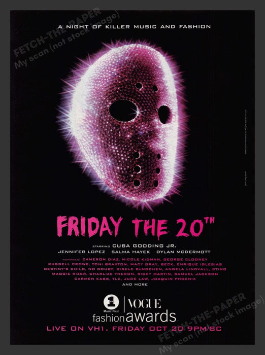 2000 Vogue Fashion Awards Friday the 20th Killer Music Print Advertisement Ad