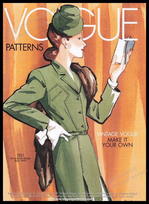 Vogue Patterns 1990s Print Advertisement Ad 1999 Design from 1943 Fetch the Paper!