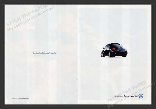 Volkswagen 2000s Print Advertisement (2 pages) 2000 Beetle Turbo Promo Fetch the Paper!