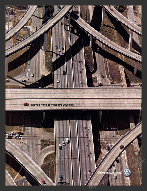 2002 Volkswagen "Driver's Wanted" Highway Exit Ramps Print Advertisement Ad