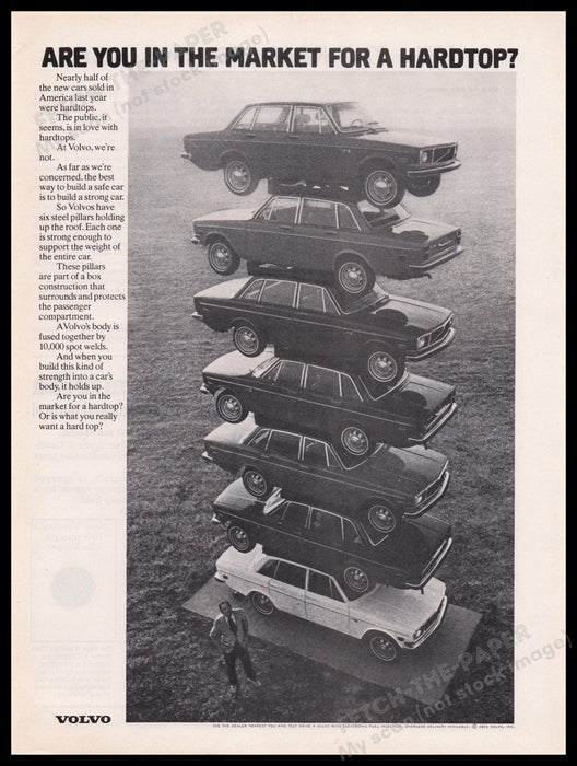 Volvo Car 1970s Print Advertisement Ad 1972 Stacked Hardtop Fetch the Paper!