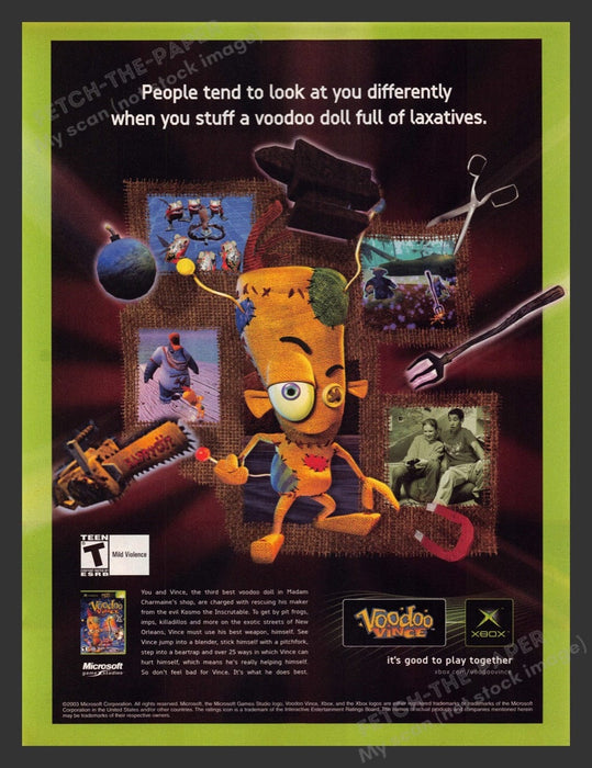 2003 Voodoo Vince "Doll full of laxatives" Video Game Print Advertisement
