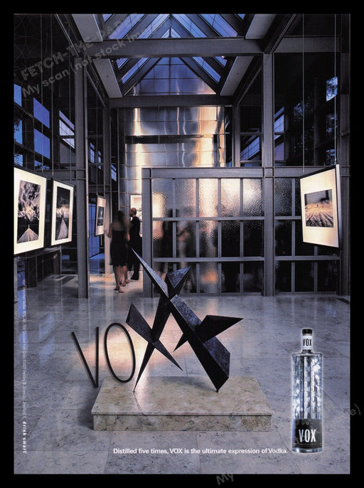 VOX Vodka 2000s Print Advertisement Ad 2001 Modern Art Sculpture Museum Fetch the Paper!
