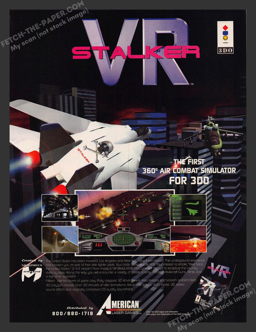 VR Stalker Vintage Video Game Air Combat Simulator 1990s Print Advertisement Ad Fetch the Paper!