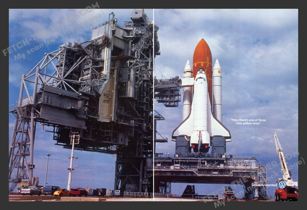 2001 VW Volkswagen NASA Shuttle At Launchpad Print Advertisement (2 Pages).