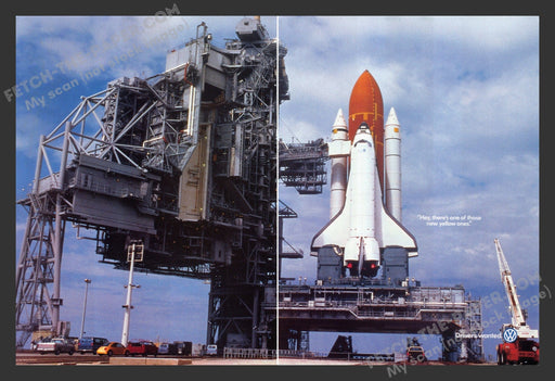 2001 VW Volkswagen NASA Shuttle At Launchpad Print Advertisement (2 Pages).