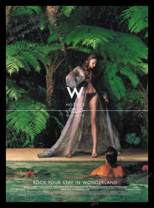 W Hotels 2000s Print Advertisement Ad 2004 Pool Long Legs Wonderland Fetch the Paper!