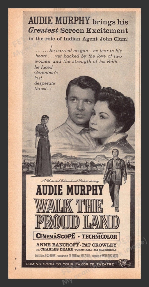 1956 Walk the Proud Land Movie Release Print Advertisement Ad