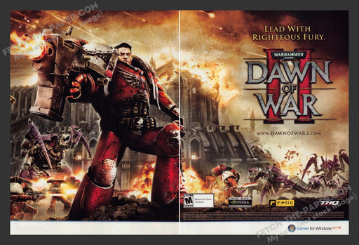 2009 Print Advertisement 2 Page Warhammer 40,000: Dawn of War II Video Game Ad.