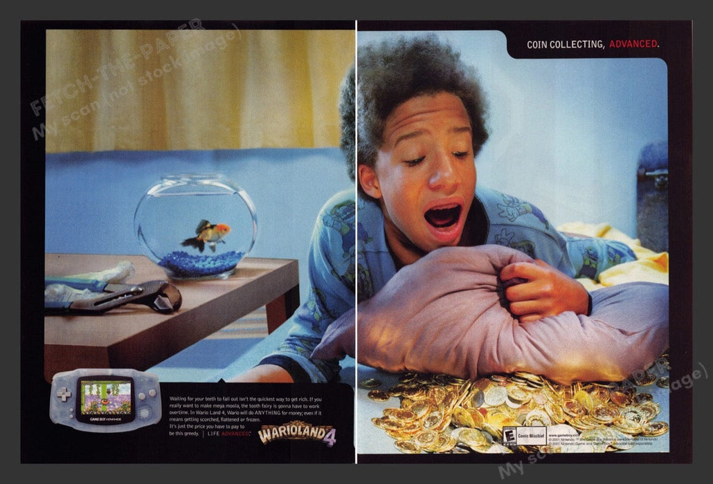 2001 Warioland 4 Adv Coin Collecting Video Game Print Advertisement (2 Pages)