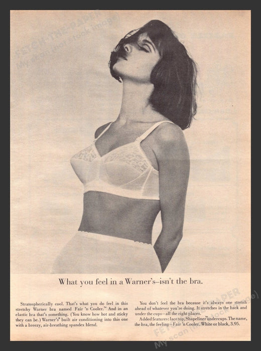 1964 Warner Bra "Fair 'n Cooler" Feel Print Advertisement Ad