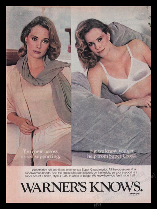 Warner's Lingerie 1980s Print Advertisement Ad 1982 Super Cross Bra Fetch the Paper!