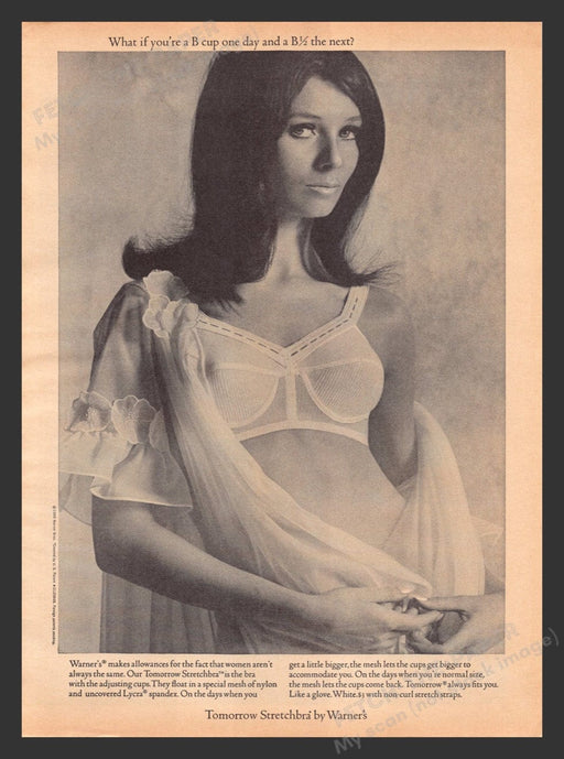 1965 Warner's Stretchbra Lingerie Sexy Brunette Print Advertisement Ad