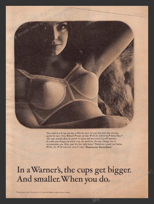 1965 Warner's "Tomorrow Stretch Bra" Print Advertisement Ad ***