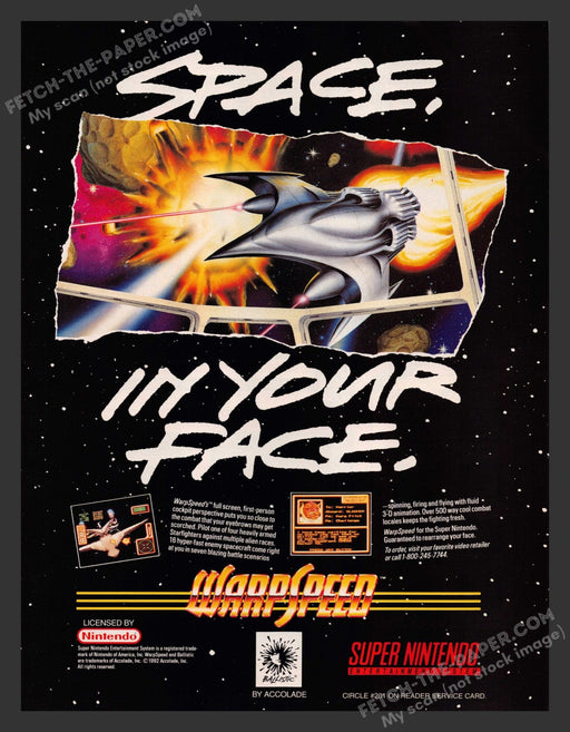 1992 Print Advertisement WarpSpeed Video Game Ad.