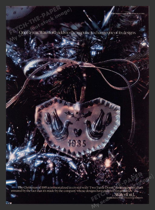 1984 Waterford "Two Turtle Doves" Christmas Tree Ornament Print Advertisement Ad