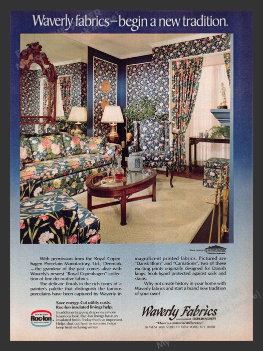 1979 Waverly Fabrics "Royal Copenhagen" Pattern Print Advertisement Ad